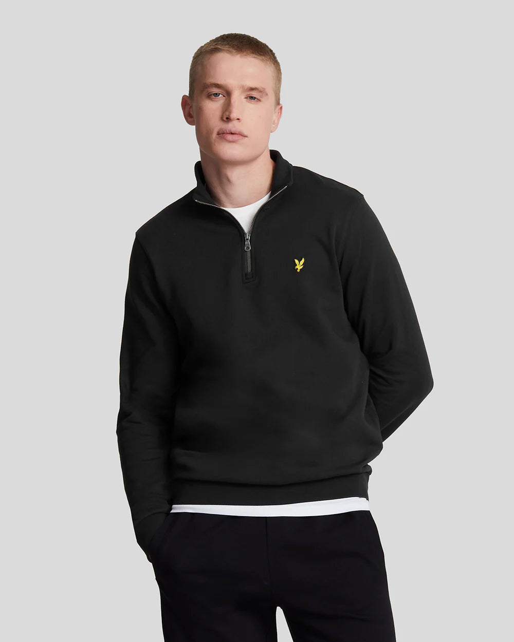 Lyle and Scott Loopback Quarter Zip Sweat Jet Black