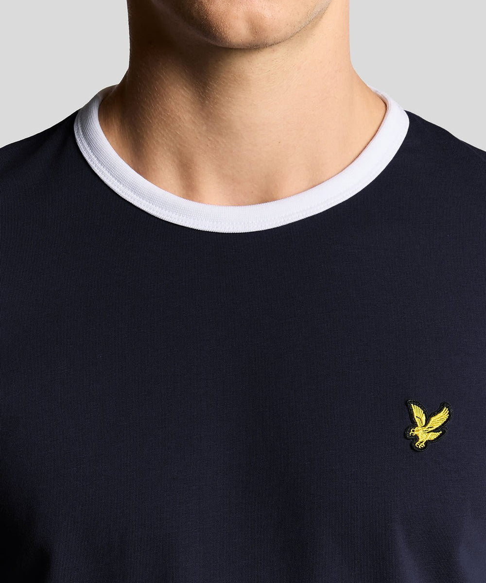 Lyle & Scott Ringer T-Shirt Dark Navy White Detailansicht