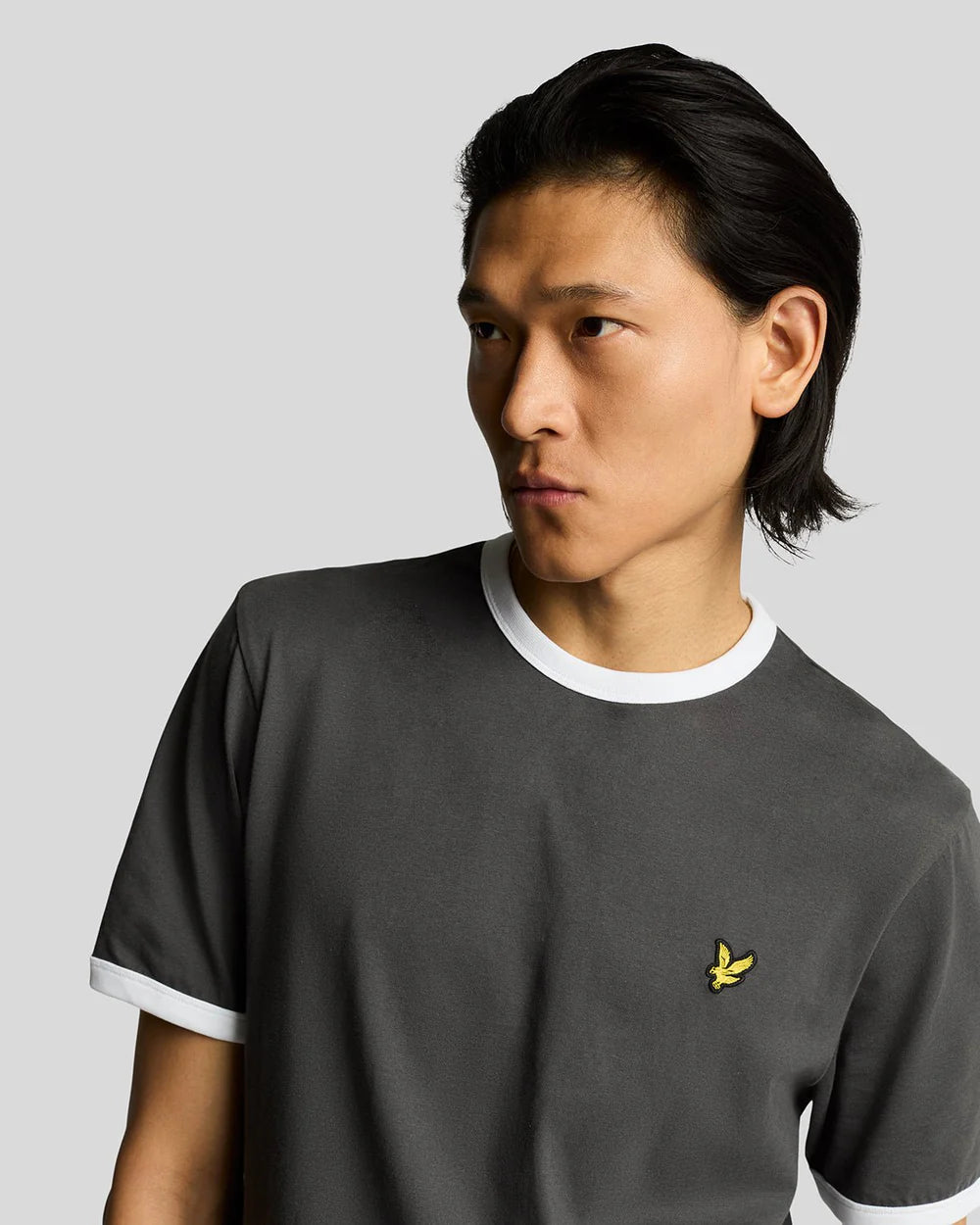Lyle & Scott Ringer T-Shirt Gunmetal White Detailansicht