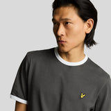 Lyle & Scott Ringer T-Shirt Gunmetal White Detailansicht