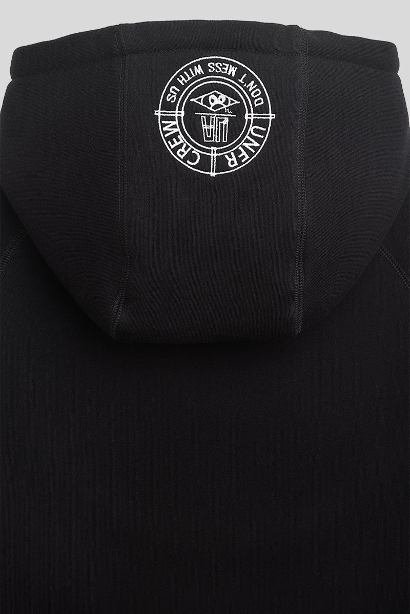 Die Kapuze des schwarzen Unfair Ninja Zippers